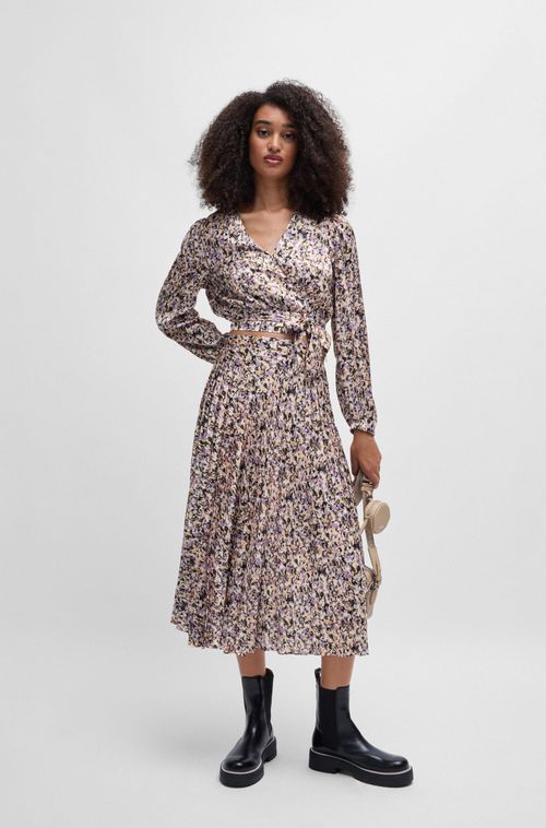 Blusa Slim-Fit Em Cetim Twill Estampado