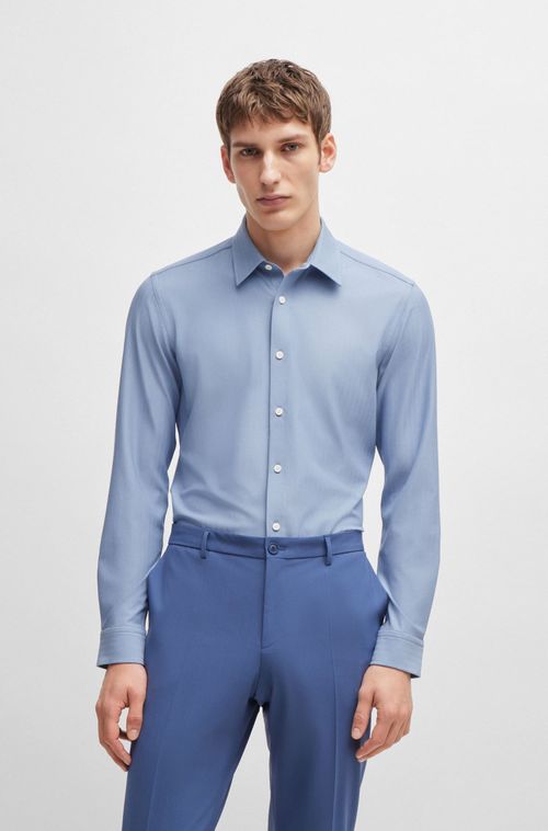 Camisa Slim-Fit Em Material De Stretch