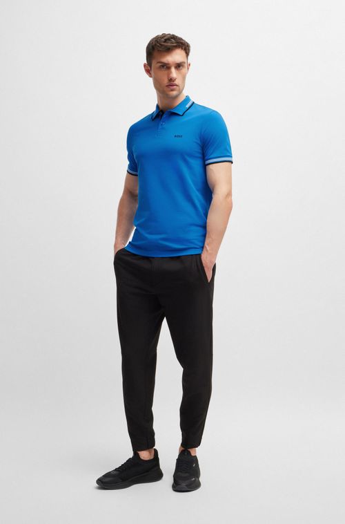 Camisa Polo Slim-Fit Em Algodão Stretch Com Branding