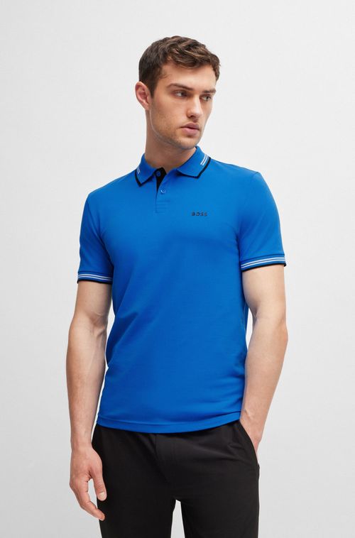 Camisa Polo Slim-Fit Em Algodão Stretch Com Branding