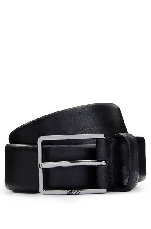 Cinto Italiano Em Couro Com Ferragens Polidas De Gunmetal