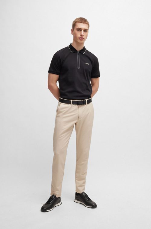 Polo Estruturada De Algodão Com Logo Em Contraste