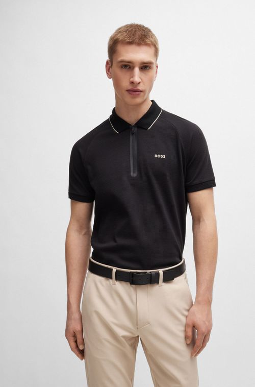 Polo Estruturada De Algodão Com Logo Em Contraste