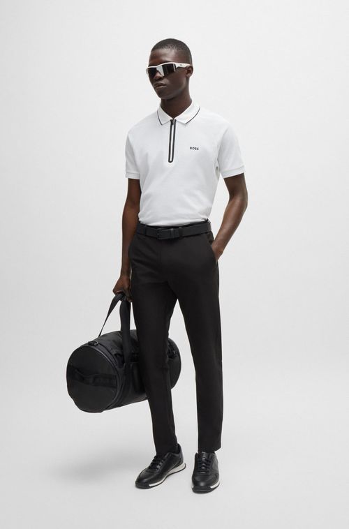 Polo Estruturado De Algodão Com Logo Contrastante