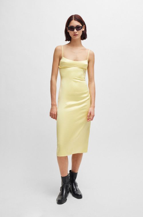 Vestido Com Caimento Descontraído Em Cetim Com Acabamento De Logo