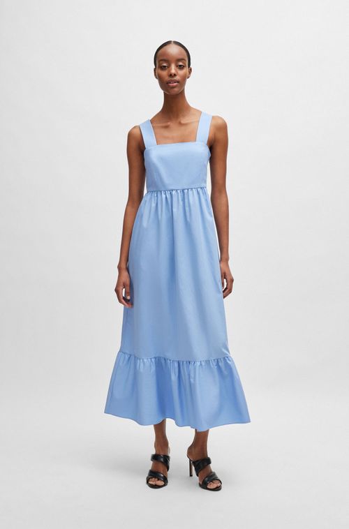 Vestido Com Babados Na Barra Em Sarja De Algodão