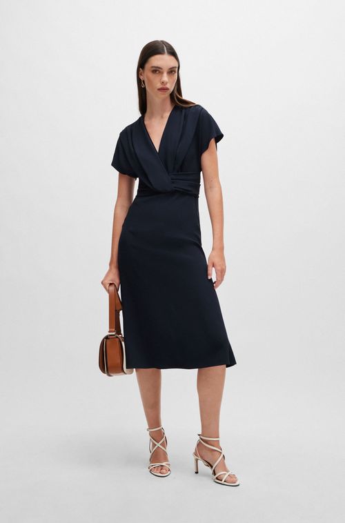 Vestido Transpassado Em Cetim Fosco