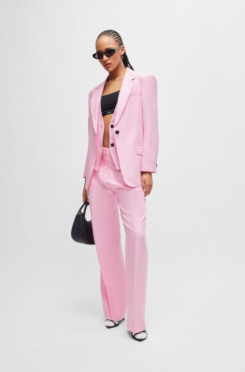 Blazer De Corte Amplo Em Material Com Linho