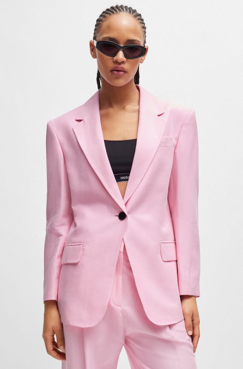Blazer De Corte Amplo Em Material Com Linho