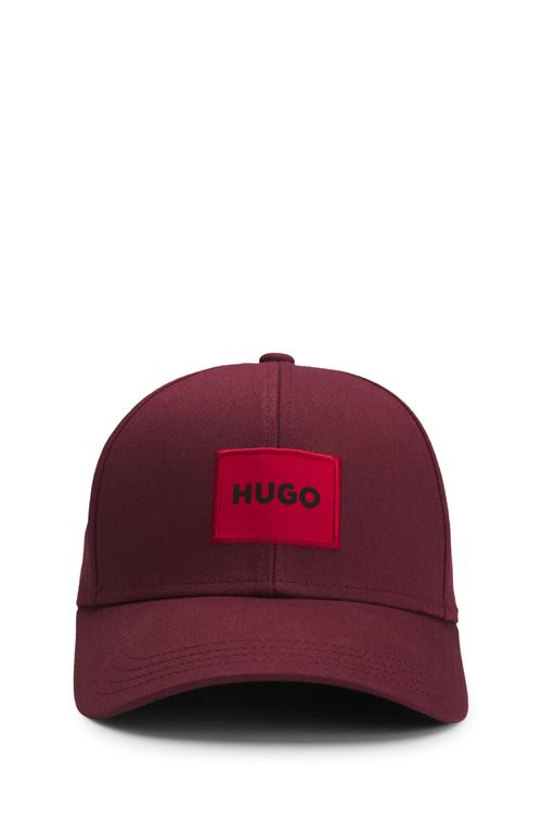 Boné De Sarja De Algodão Com Etiqueta Vermelha Do Logo