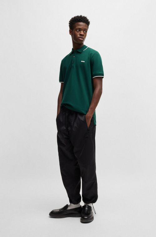 Polo Slim Fit De Algodão Elástico Com Logo Estampado