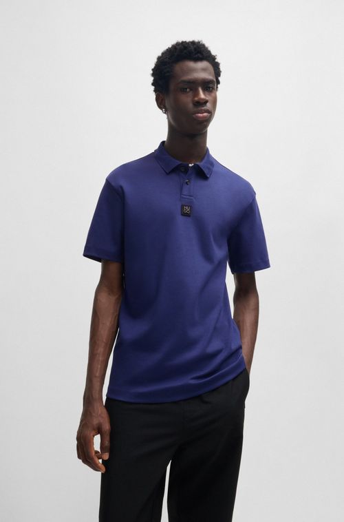 Polo De Algodão Entrelaçado Com Logo Sobreposto