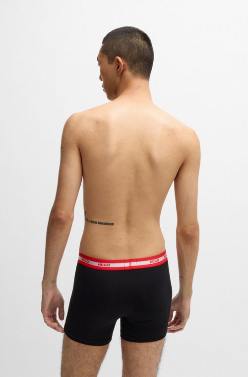 Pack De Três Boxers Compridos De Algodão Elástico Com Logos