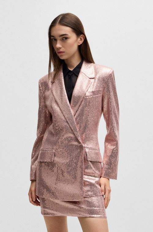 Blazer Trespassado Oversized Com Lantejoulas