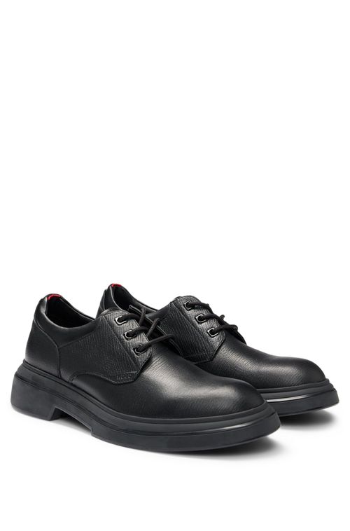 Sapatos Derby De Couro Texturizada