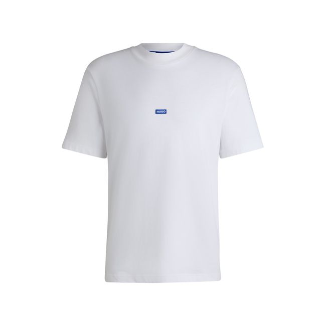Camiseta De Algodão Com Logo Azul