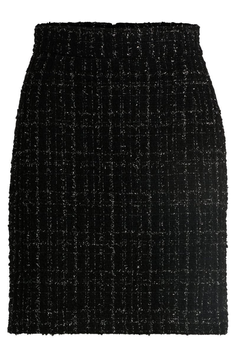 Saia Mini De Tweed Com Efeito Brilhante