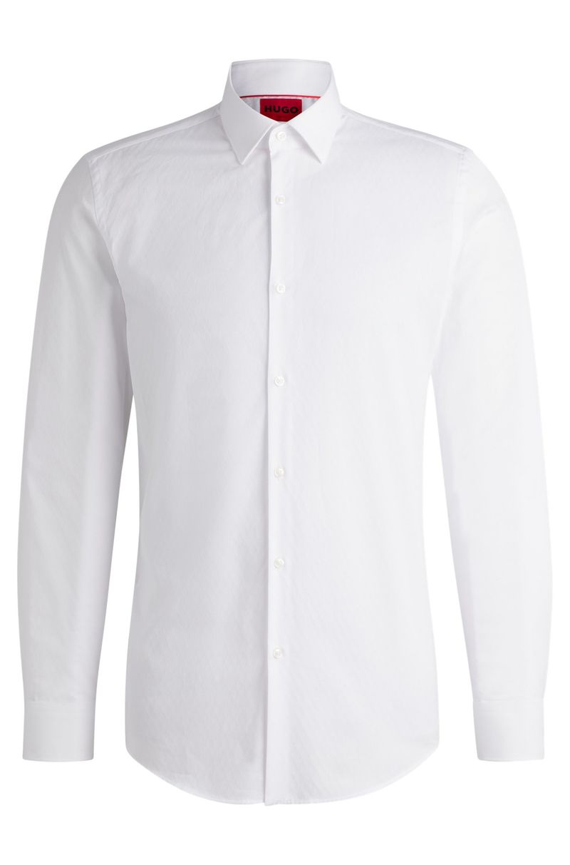 Camisa Slim De Lona De Algodão Estruturada