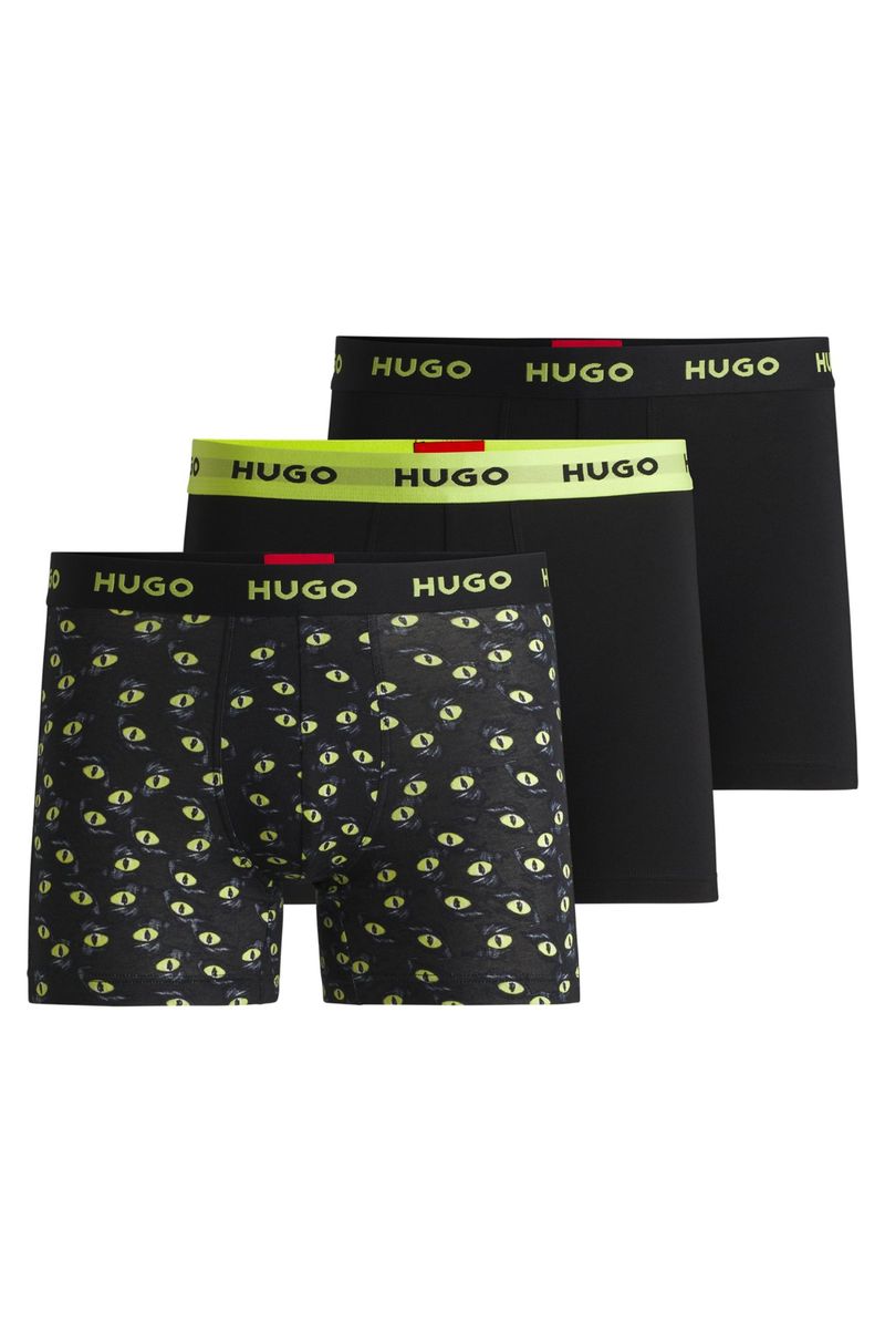 Pack De Três Boxers Longos De Algodão Elástico Com Logos