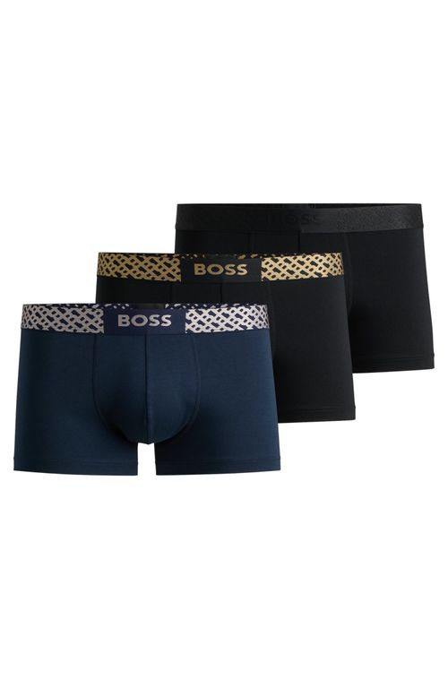 Pack De Três Boxers De Algodão Elástico Com Monograma
