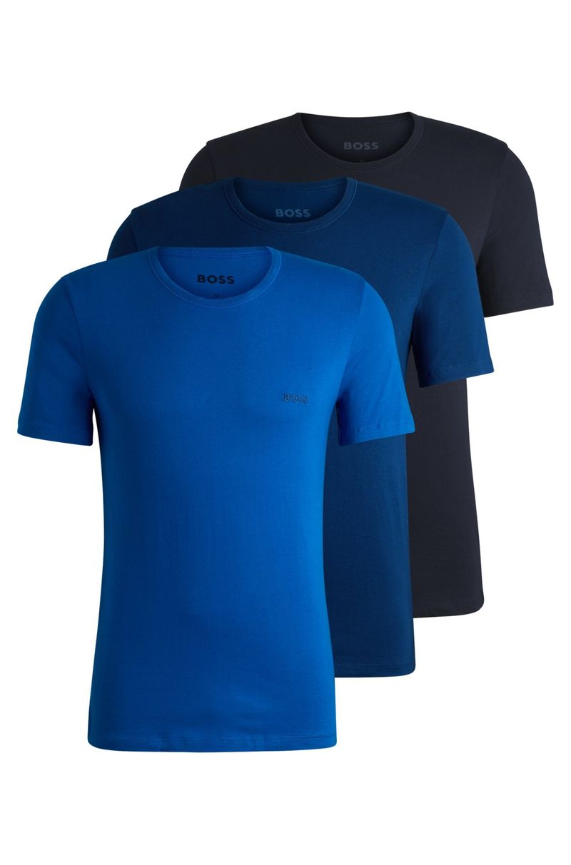 Pack De Três Camisetas Interiores De Algodão Com Logos