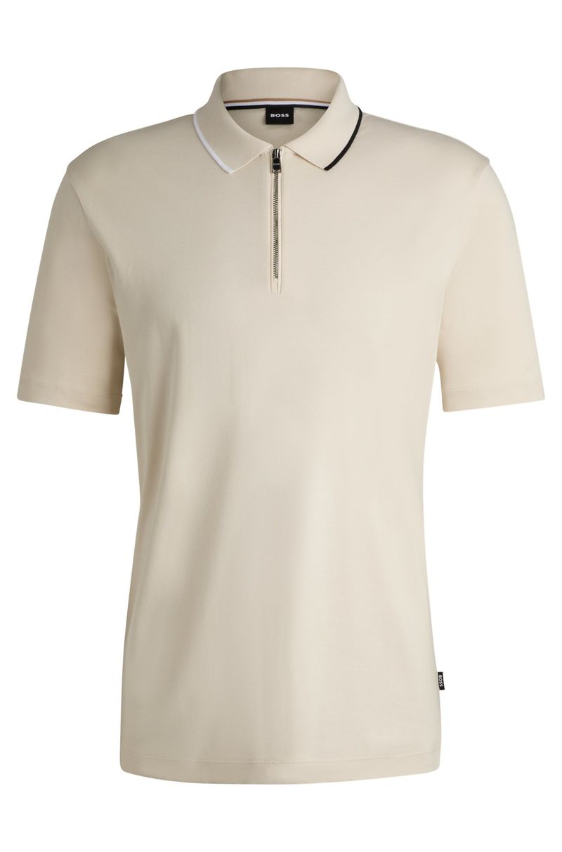 Polo Com Zíper De Algodão Interlock