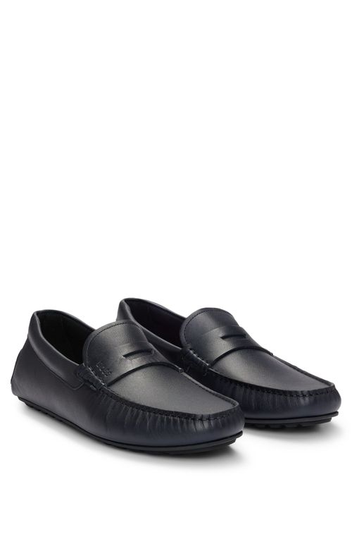 Mocassins De Couro Em Relevo Com Logo