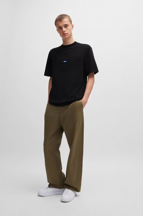 Camiseta De Algodão Com Logo Azul