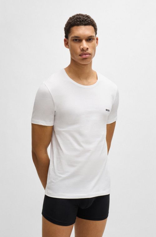 Pack De Três Camisetas De Algodão Com Logo Bordado