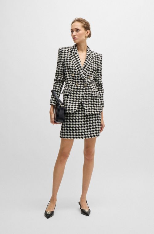 Minissaia Pied-De-Poule Com Botões Metálicos