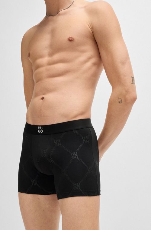 Pack De Dois Boxers De Algodão Elástico Com Logos