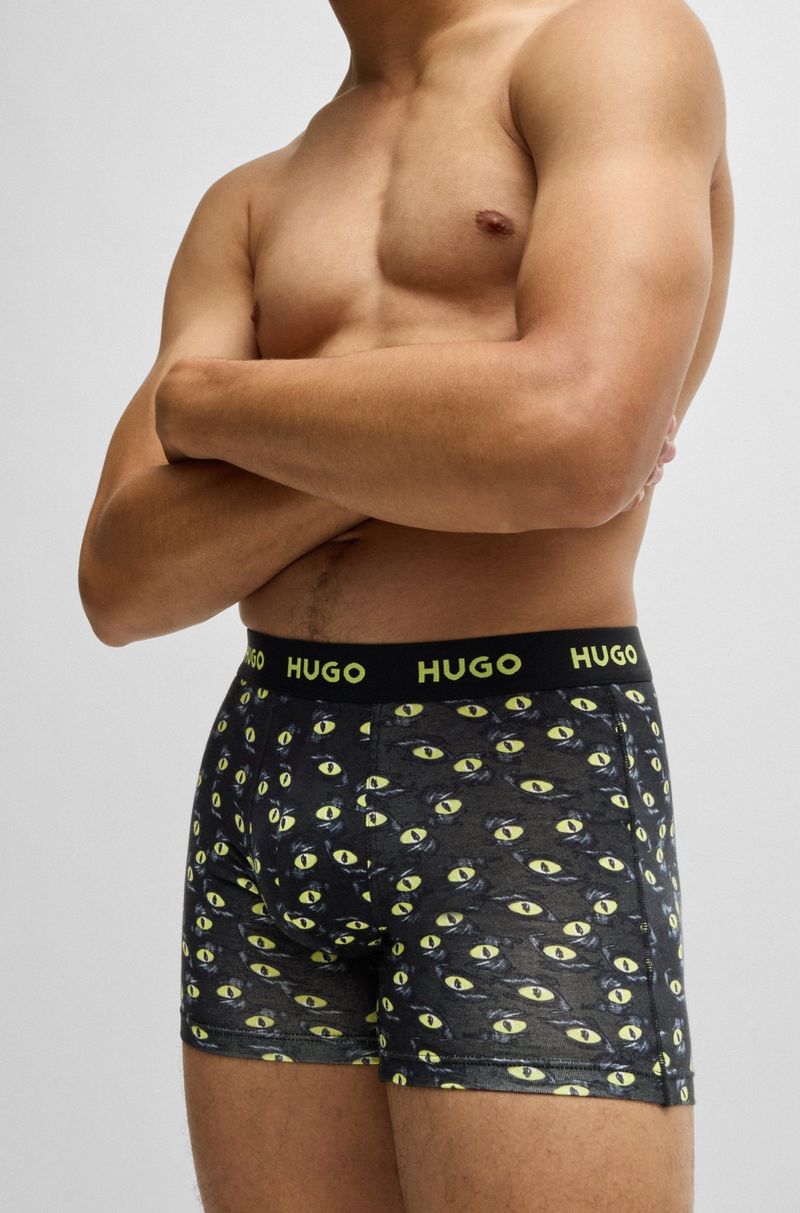Pack De Três Boxers Longos De Algodão Elástico Com Logos