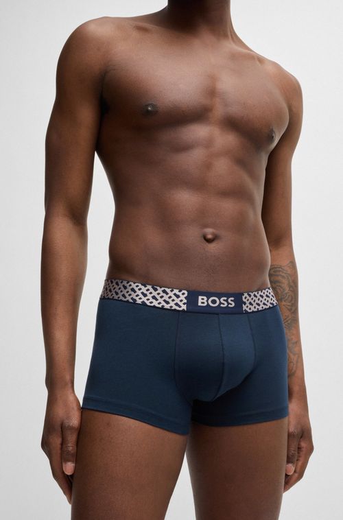 Pack De Três Boxers De Algodão Elástico Com Monograma