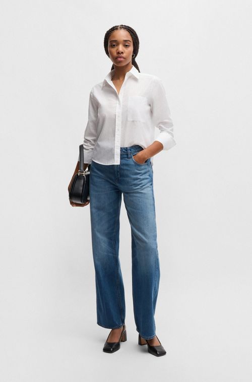 Blusa Regular De Algodão Listrado
