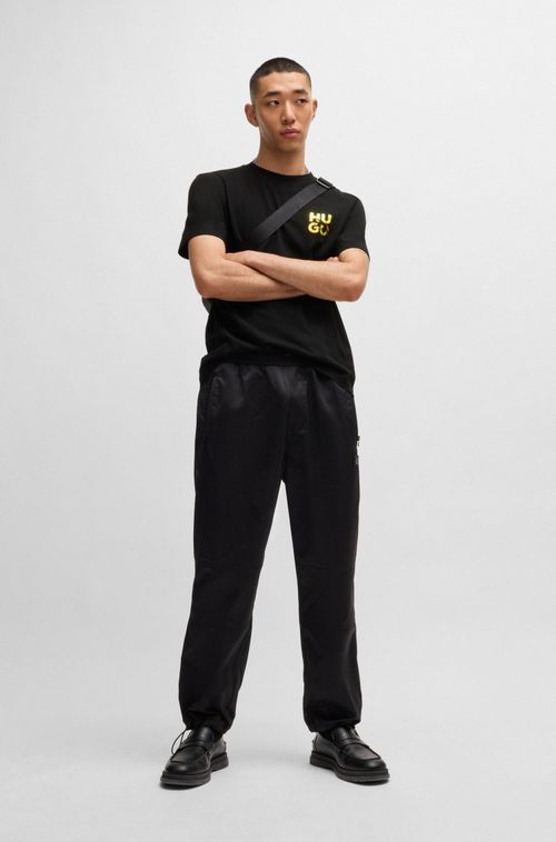 Camiseta De Algodão Com Logo Sobreposto