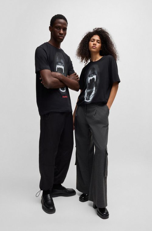 Camiseta Regular De Algodão Com Gráfico De Animal