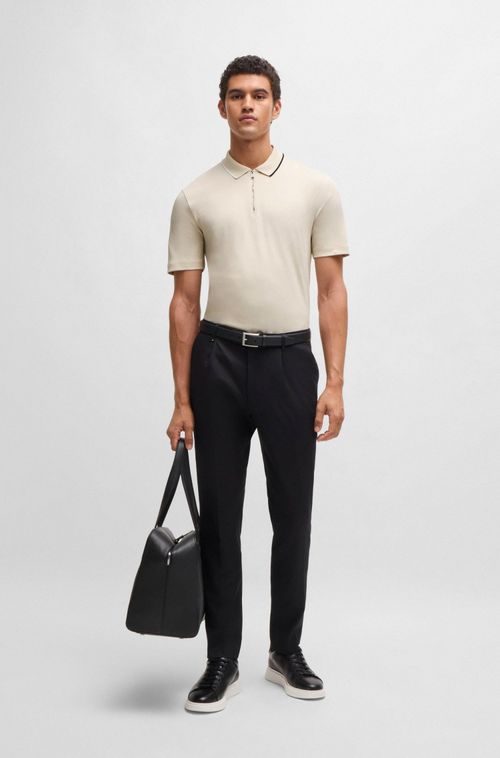 Polo Com Zíper De Algodão Interlock