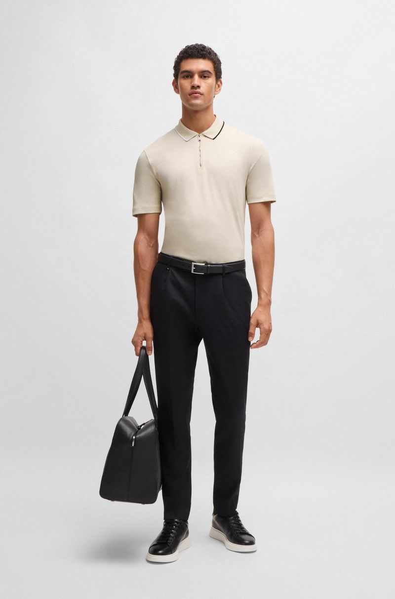 Polo Com Zíper De Algodão Interlock
