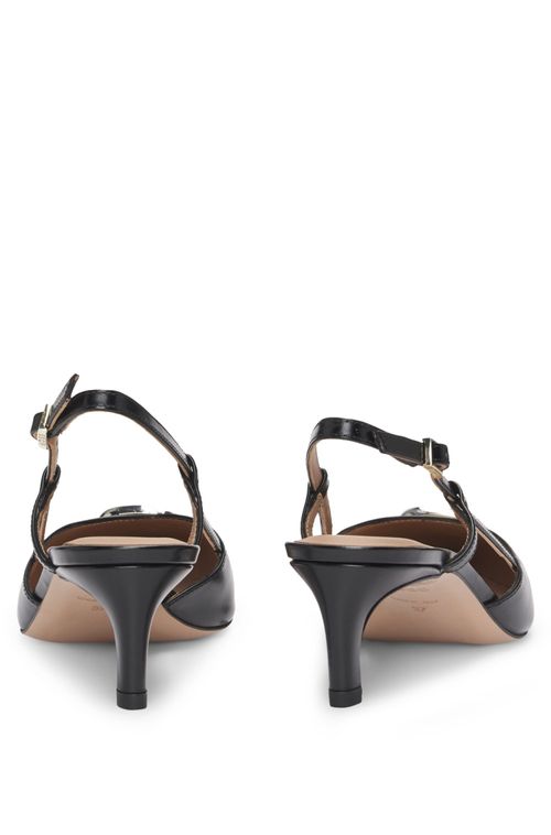 Saltos Altos Slingback De Couro Com Monograma