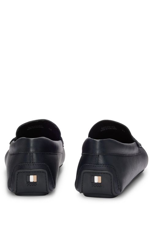 Mocassins De Couro Em Relevo Com Logo