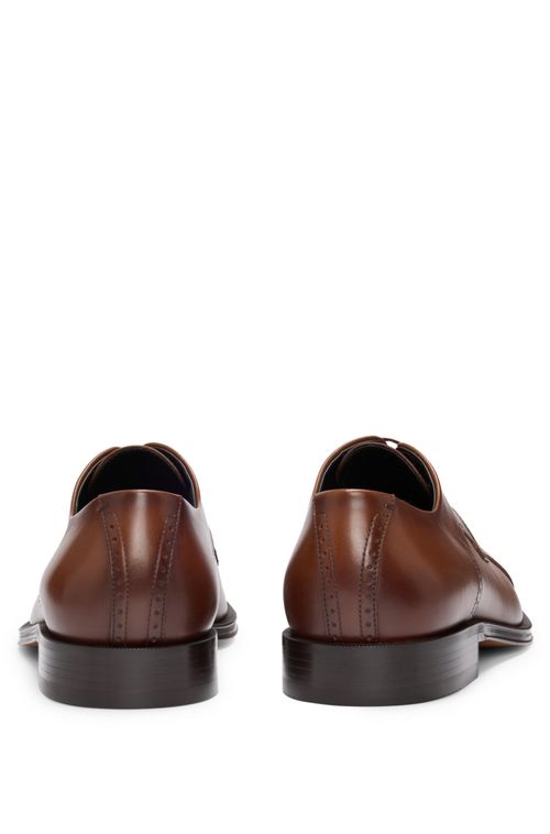 Sapatos Derby De Couro Italiano Com Biqueira