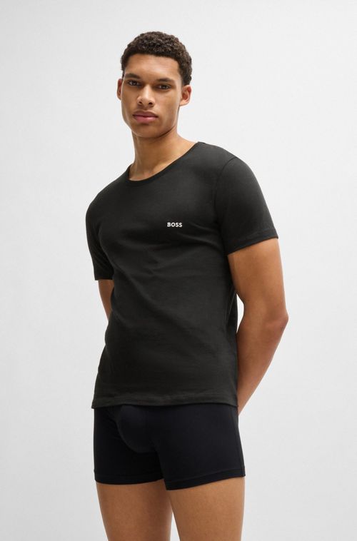 Pack De Três Camisetas De Algodão Com Logo Bordado