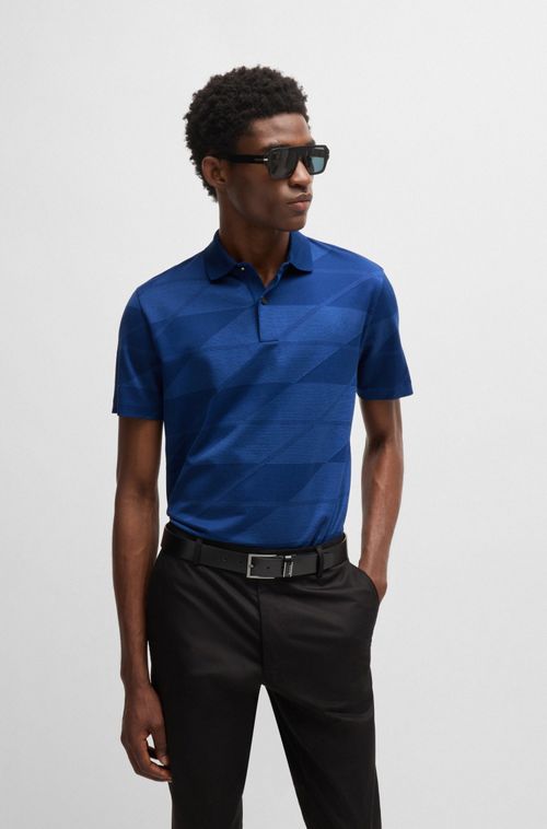 Polo De Algodão Mercerizado Com Jacquard
