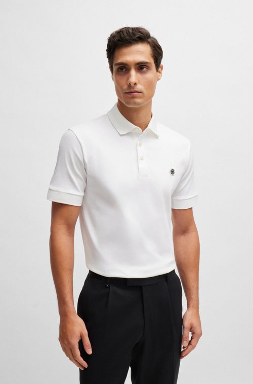 Polo De Algodão Mercerizado Com Monograma