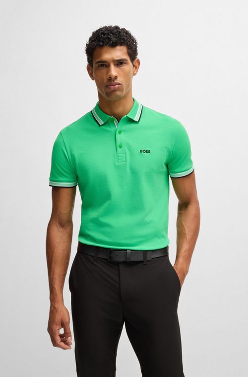 Paddy Polo De Algodão Com Logo Contrastante