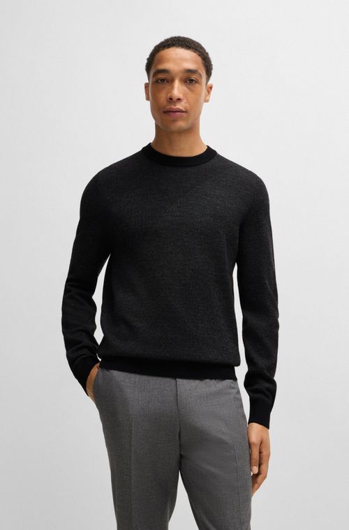 Moletom De Lã Virgem Com Jacquard De Dois Tons