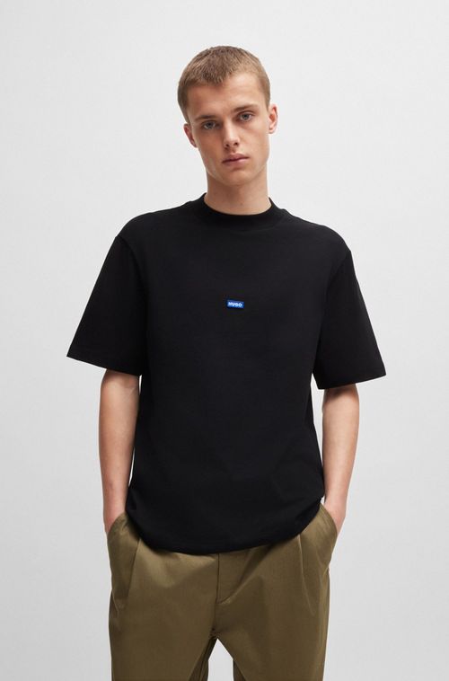 Camiseta De Algodão Com Logo Azul