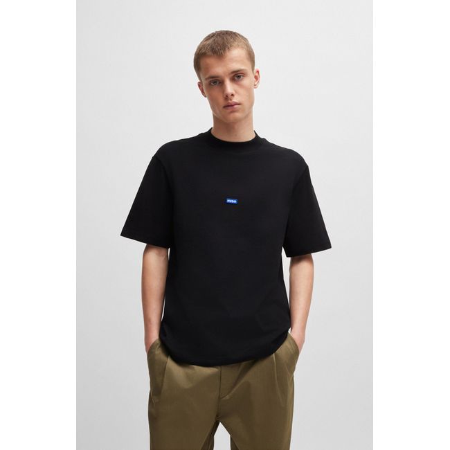 Camiseta De Algodão Com Logo Azul