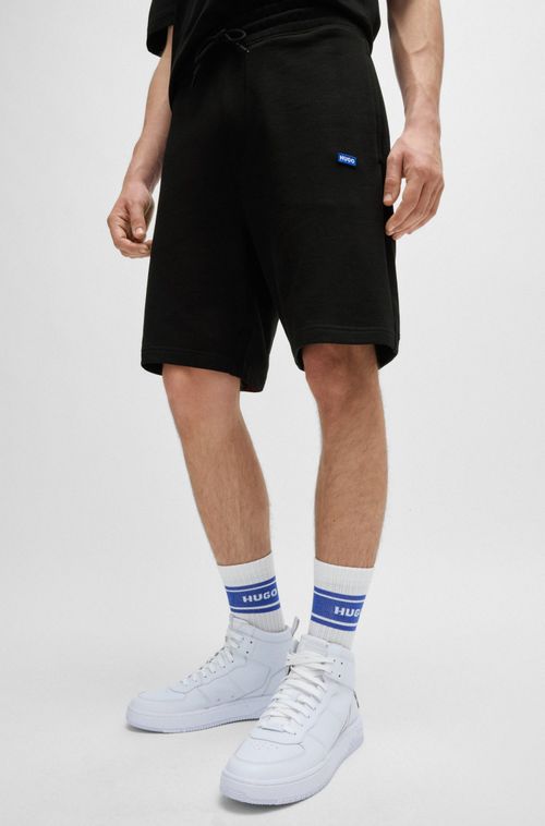 Shorts De Algodão Terry Com Logo Azul