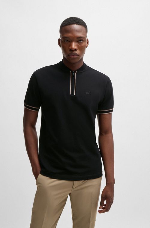 Polo Com Zíper De Algodão Piqué Elástico